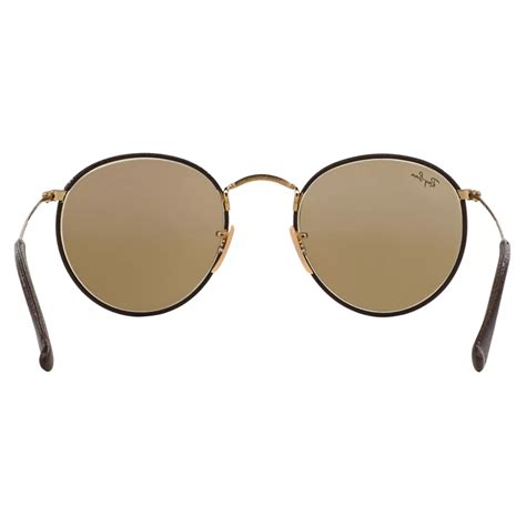 ray-ban rb3475q round leather sunglasses